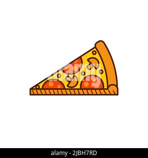 Pizza Slice isolated on white. Cartoon pizza food Stock Vector