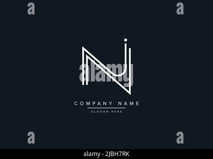 Creative Letters NJ Logo Design Vector Template. Stock Vector