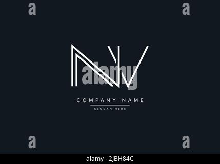 Creative Letters NV Logo Design Vector Template. Stock Vector