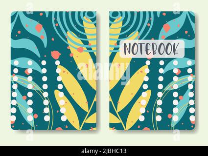 Floral universal artistic templates with leaves, circles Stock Vector