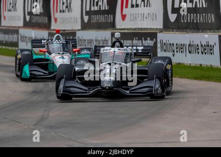 Detroit, MI, USA. 5th June, 2022. TATIANA CALDERON (11) (R) of Bogota, Columbia races through the turns during the Chevrolet Detroit Grand Prix at Belle Isle Park in Detroit MI. (Credit Image: © Walter G. Arce Sr./ZUMA Press Wire) Stock Photo