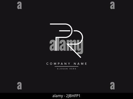 Initial PR alphabet line art logo design of vector Stock Vector