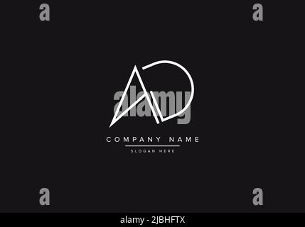 Initial AD alphabet line art logo design of vector Stock Vector