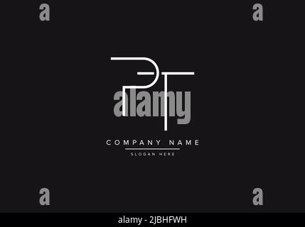 Initial PT alphabet line art logo design of vector Stock Vector