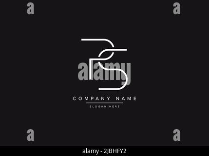 Initial PS alphabet line art logo design of vector Stock Vector