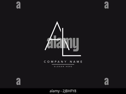 Initial AL alphabet line art logo design of vector Stock Vector
