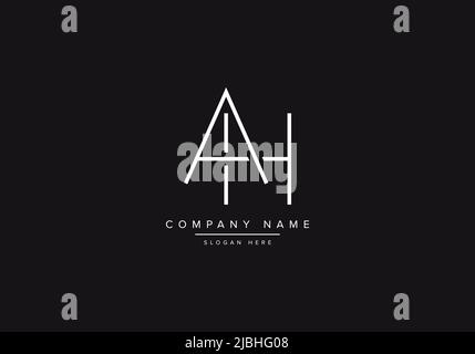 Initial AH alphabet line art logo design of vector Stock Vector