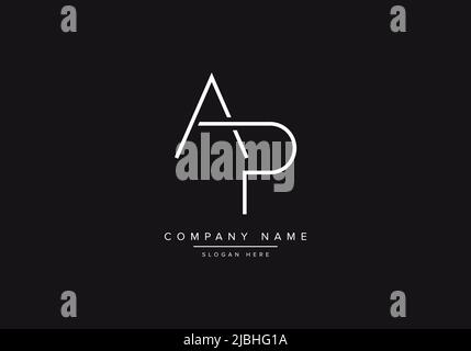 Initial AP alphabet line art logo design of vector Stock Vector