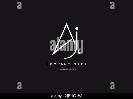 Initial AJ alphabet line art logo design of vector Stock Vector