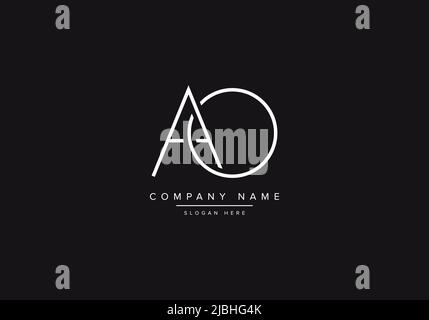 Initial AO alphabet line art logo design of vector Stock Vector
