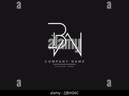 Initial BW alphabet line art logo design of vector Stock Vector