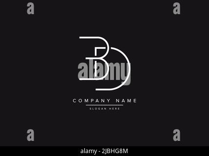 Initial BD alphabet line art logo design of vector Stock Vector