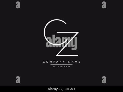 Initial CZ alphabet line art logo design of vector Stock Vector