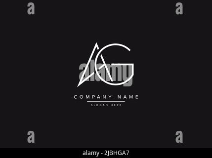 Initial AG alphabet line art logo design of vector Stock Vector