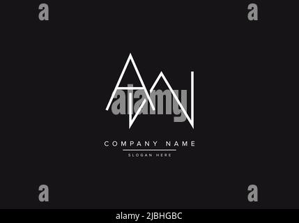 Initial AW alphabet line art logo design of vector Stock Vector