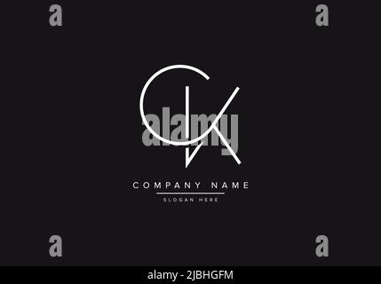 Initial CK alphabet line art logo design of vector Stock Vector
