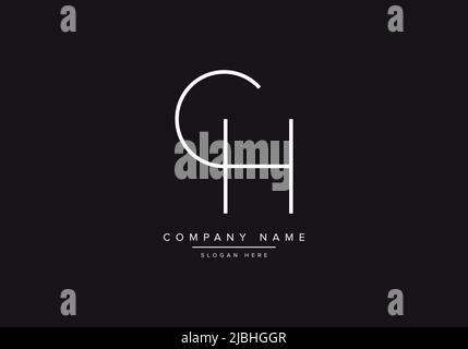 Initial CH alphabet line art logo design of vector Stock Vector