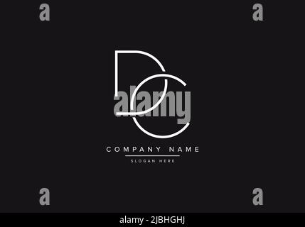 Initial DC alphabet line art logo design of vector Stock Vector
