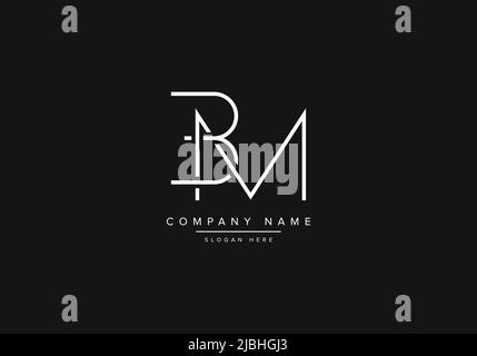 Initial BM alphabet line art logo design of vector Stock Vector