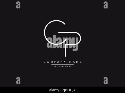 Initial CP alphabet line art logo design of vector Stock Vector