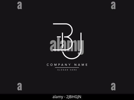 Initial BU alphabet line art logo design of vector Stock Vector