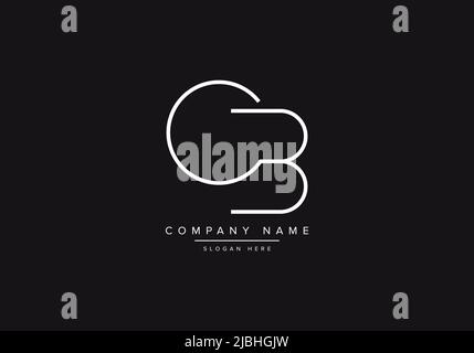 Initial CB alphabet line art logo design of vector Stock Vector