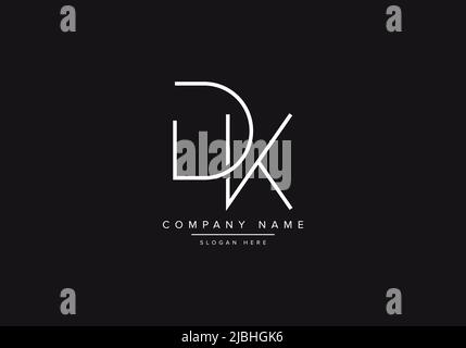 Initial DK alphabet line art logo design of vector Stock Vector