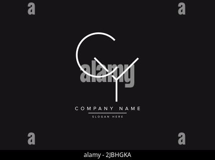 Initial CY alphabet line art logo design of vector Stock Vector