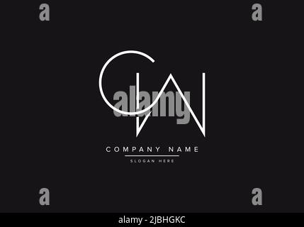 Initial CW alphabet line art logo design of vector Stock Vector