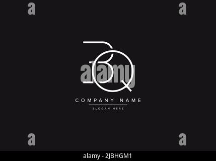 Initial BQ alphabet line art logo design of vector Stock Vector