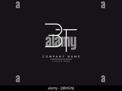 Initial BT alphabet line art logo design of vector Stock Vector