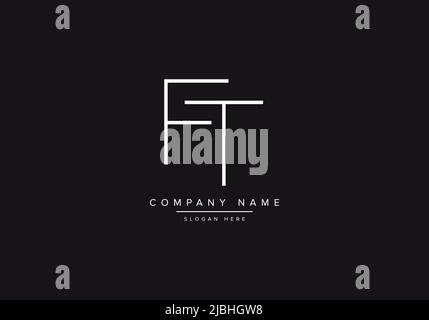 Initial FT alphabet line art logo design of vector Stock Vector