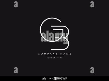 Initial GB alphabet line art logo design of vector Stock Vector