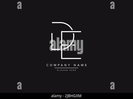 Initial DE alphabet line art logo design of vector Stock Vector