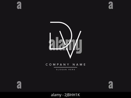 Initial DV alphabet line art logo design of vector Stock Vector
