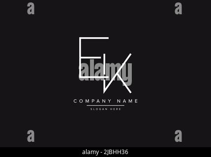 Initial EK alphabet line art logo design of vector Stock Vector