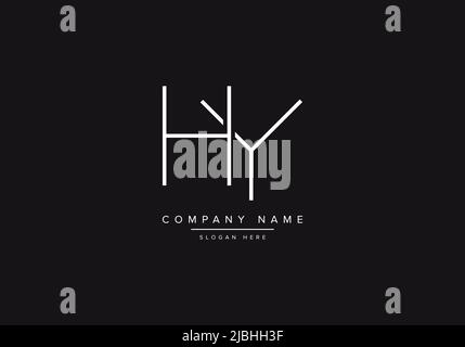 Initial HY alphabet line art logo design of vector Stock Vector