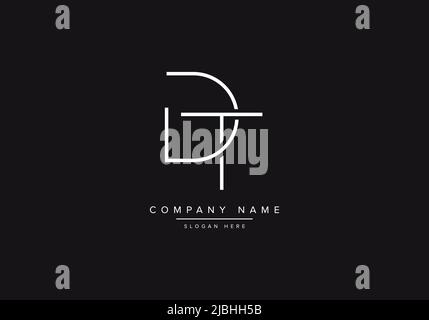 Initial DT alphabet line art logo design of vector Stock Vector