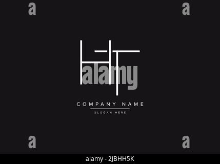 Initial HT alphabet line art logo design of vector Stock Vector