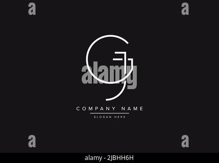 Initial GJ alphabet line art logo design of vector Stock Vector