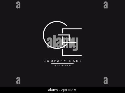 Initial GE alphabet line art logo design of vector Stock Vector