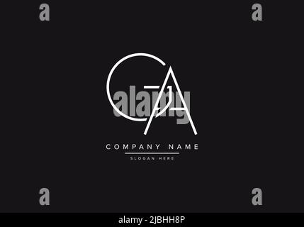 Initial GA alphabet line art logo design of vector Stock Vector