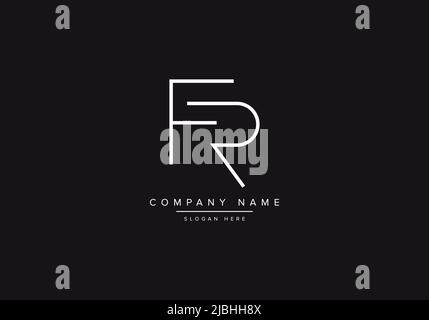 Initial FR alphabet line art logo design of vector Stock Vector