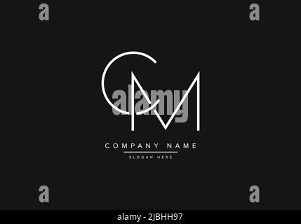Initial CM alphabet line art logo design of vector Stock Vector