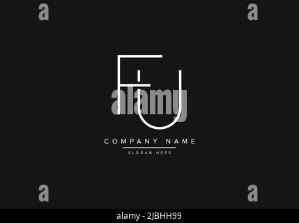 Initial FU alphabet line art logo design of vector Stock Vector