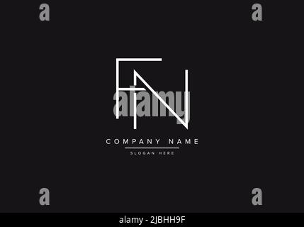 Initial FN alphabet line art logo design of vector Stock Vector