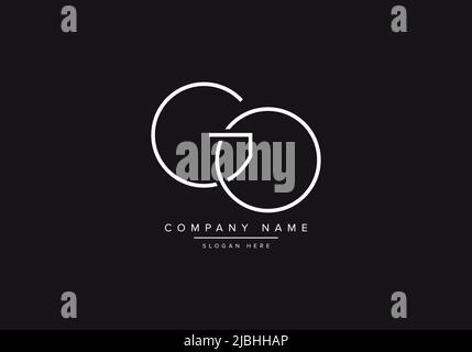 Initial GO alphabet line art logo design of vector Stock Vector