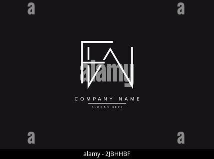 Initial FW alphabet line art logo design of vector Stock Vector