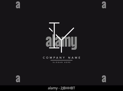 Initial IY alphabet line art logo design of vector Stock Vector