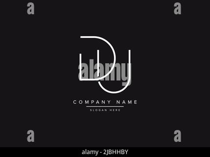 Initial DU alphabet line art logo design of vector Stock Vector